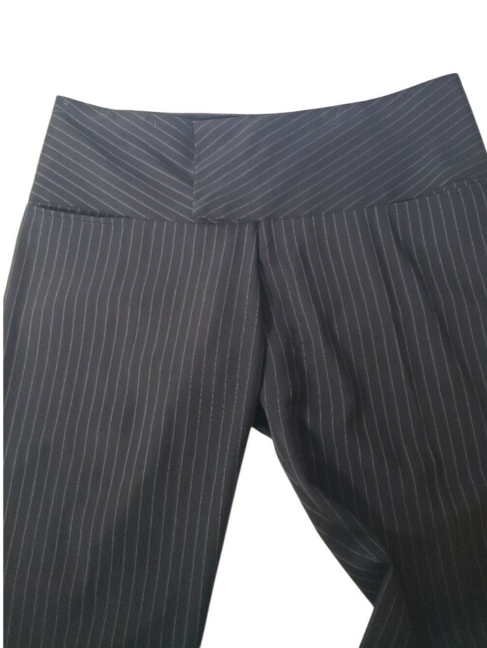 Vintage Alvin Valley Pinstripe Wide Leg Flare Wool Blend Trouser Pants Long Mod